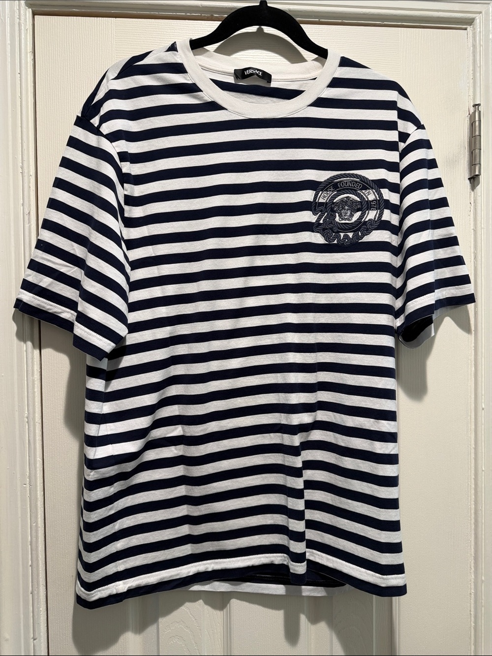 100% Authentic Versace  Navy & White Crewneck T-Shirt Like-new